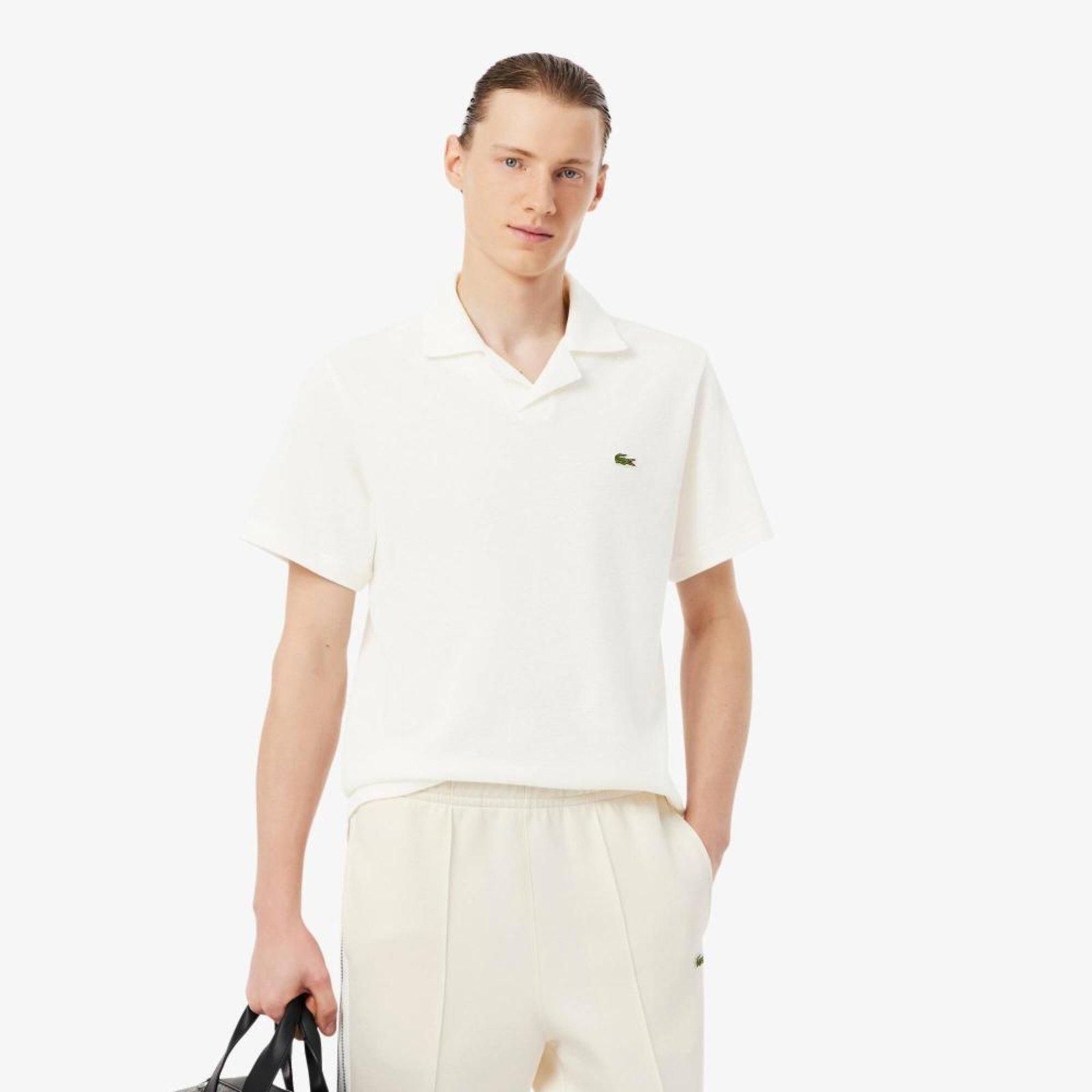 Camisa Polo Classic Fit em Algodão e Linho Branco