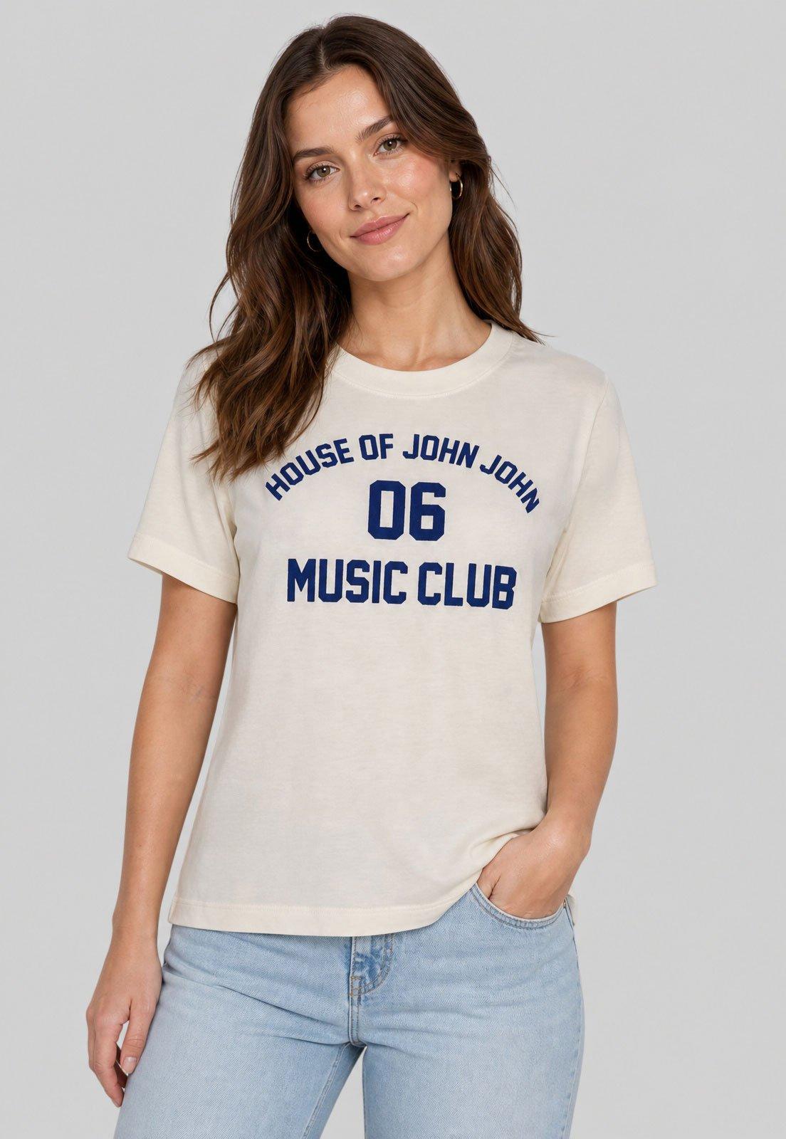 Camiseta Feminina John John Music Club Off-White