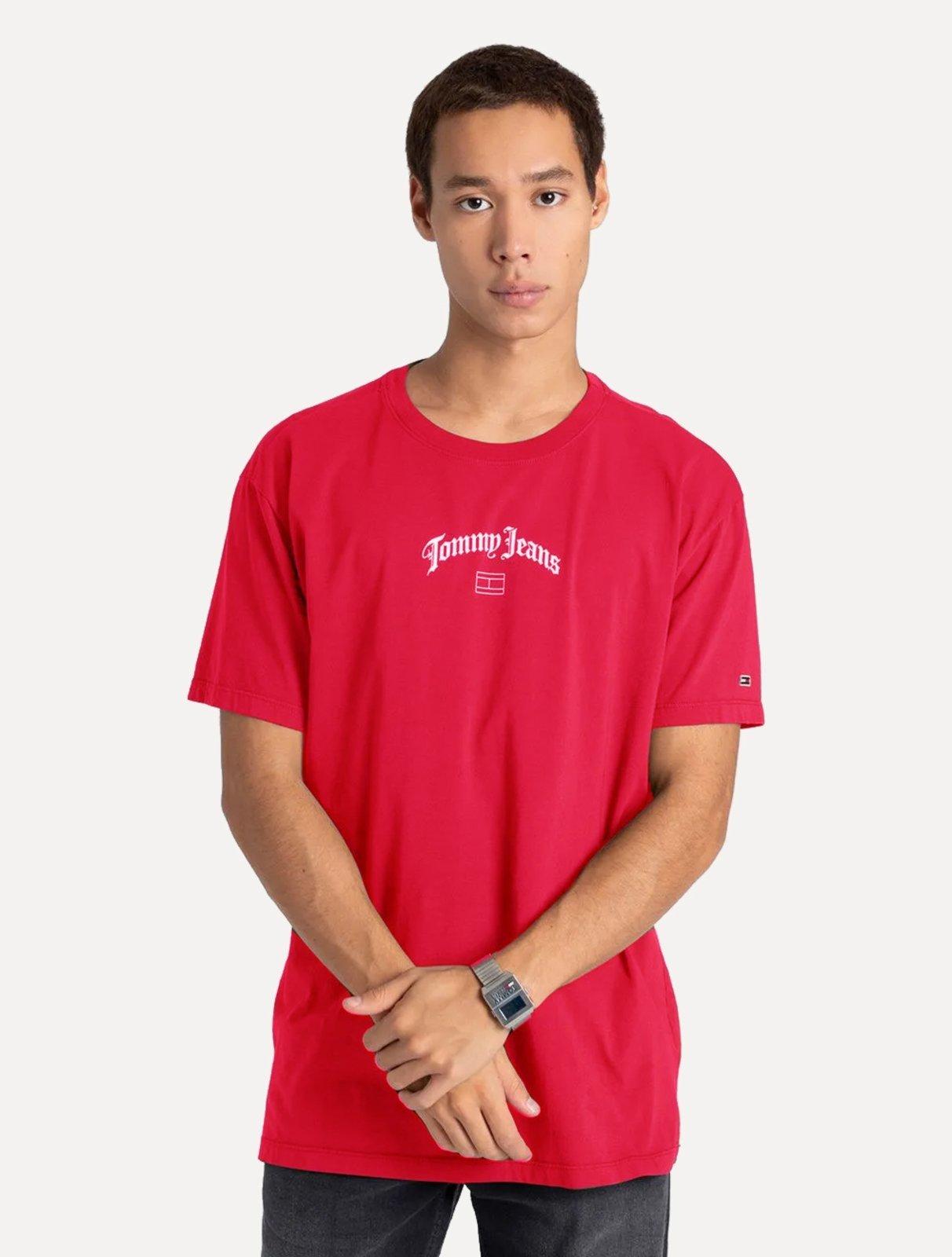 Camiseta Tommy Jeans Masculina Regular Grunge Arch Vermelha