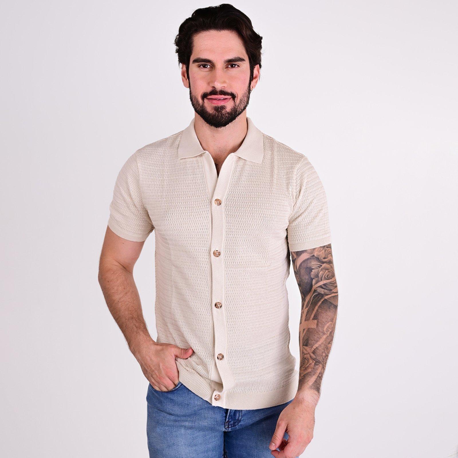 Camisa Polo Oficina Âncora Areia