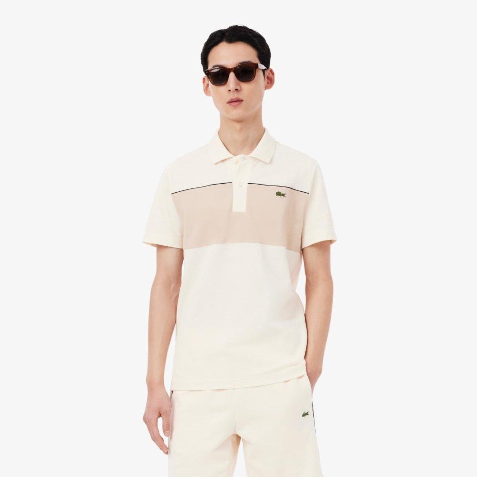 Polo Piqué Colour-Block – Modelagem reta Bege