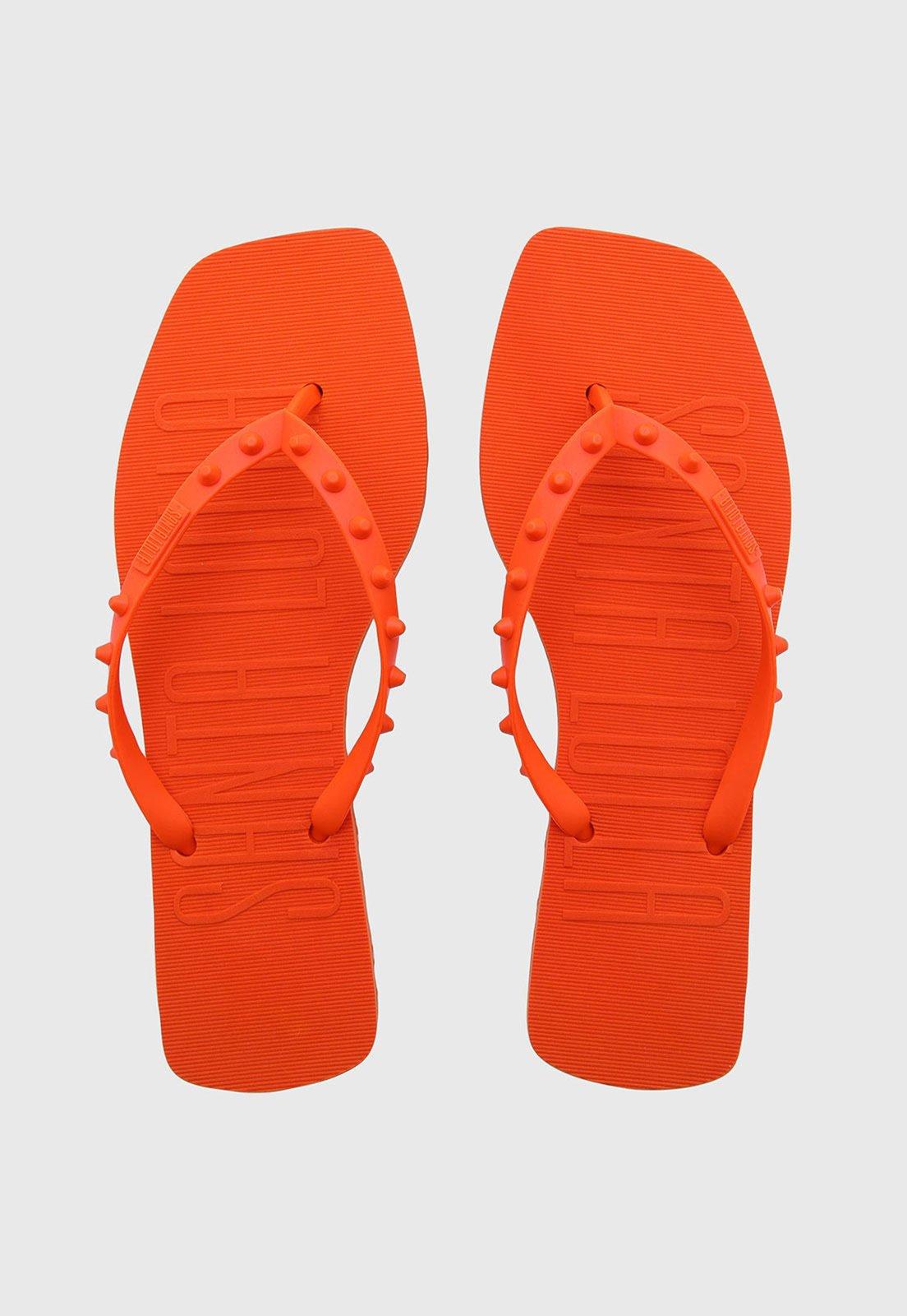 Chinelo Feminino Santa Lolla Tiras Spikes Laranja