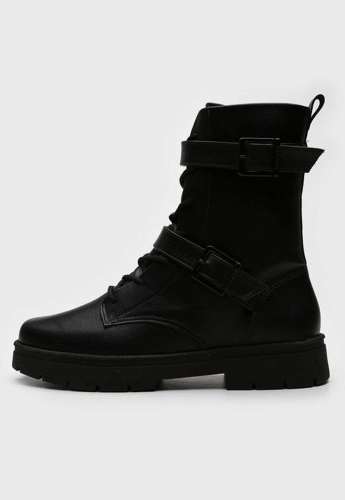 Bota Coturno Vizzano Cano Baixo Preta