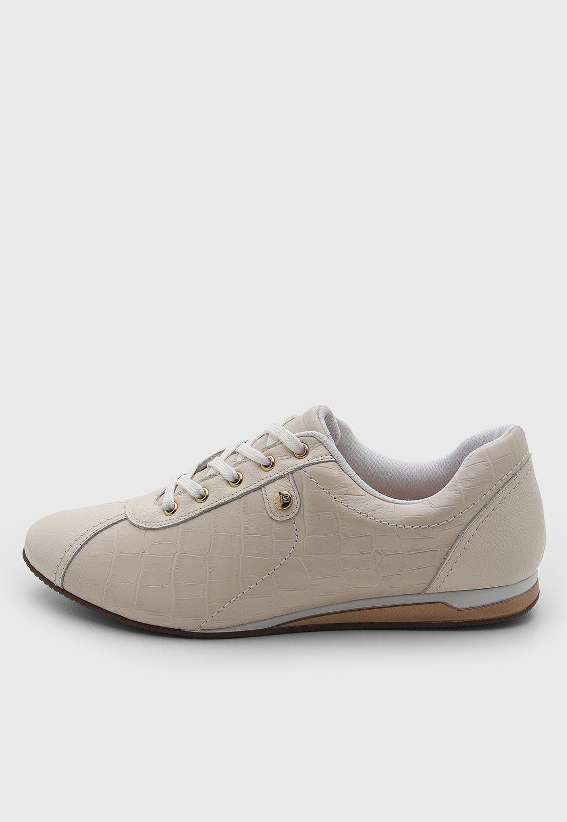 Tênis Feminino Jorge Bischoff Couro Croco Bege
