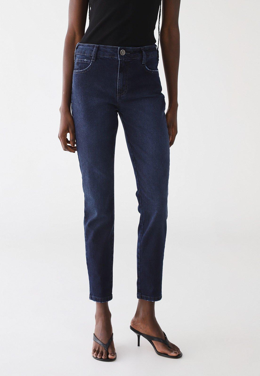 Calça Jeans Feminina Colcci Reta Lavagem Escura Azul