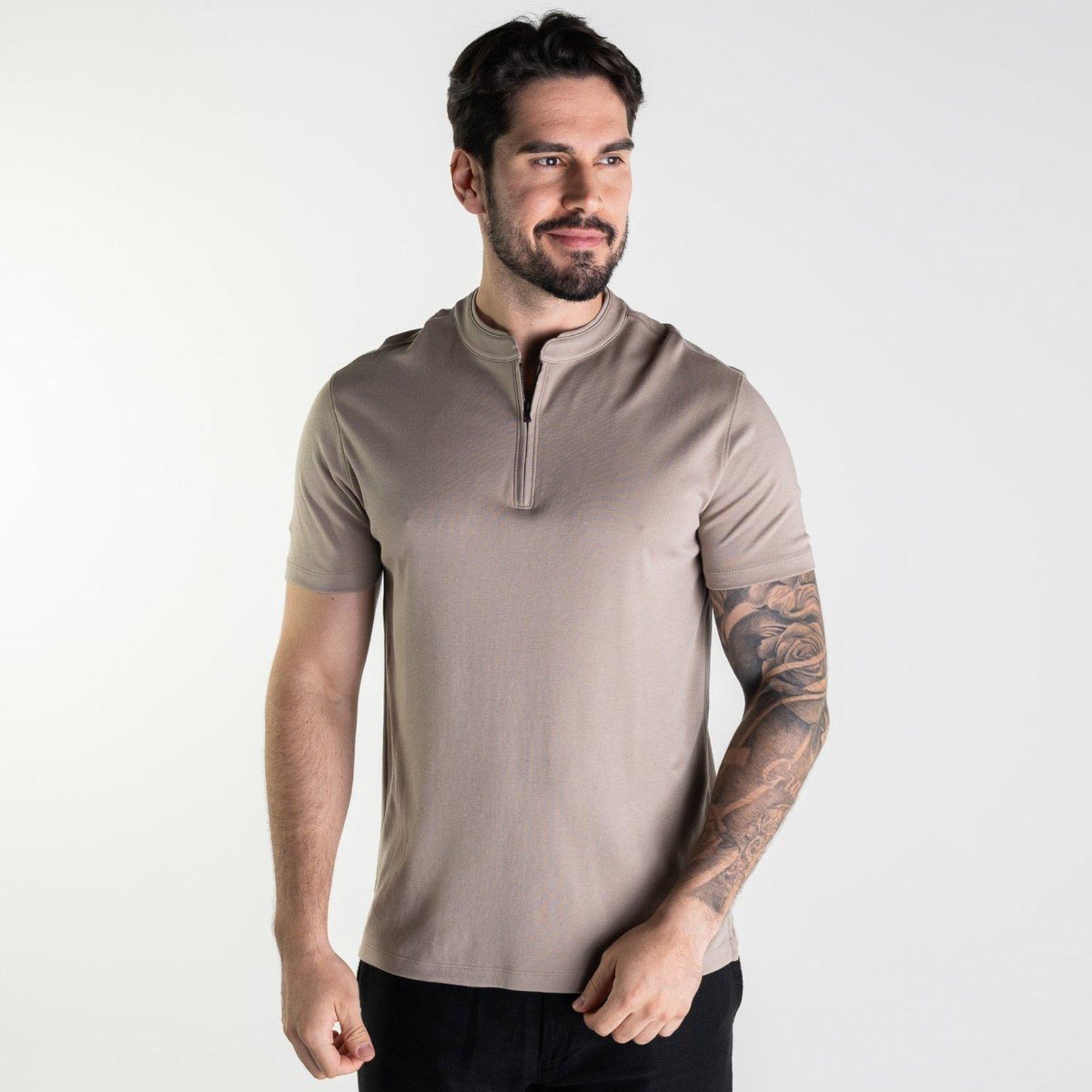 Camisa Polo Oficina Reserva Henley Khaki Escuro