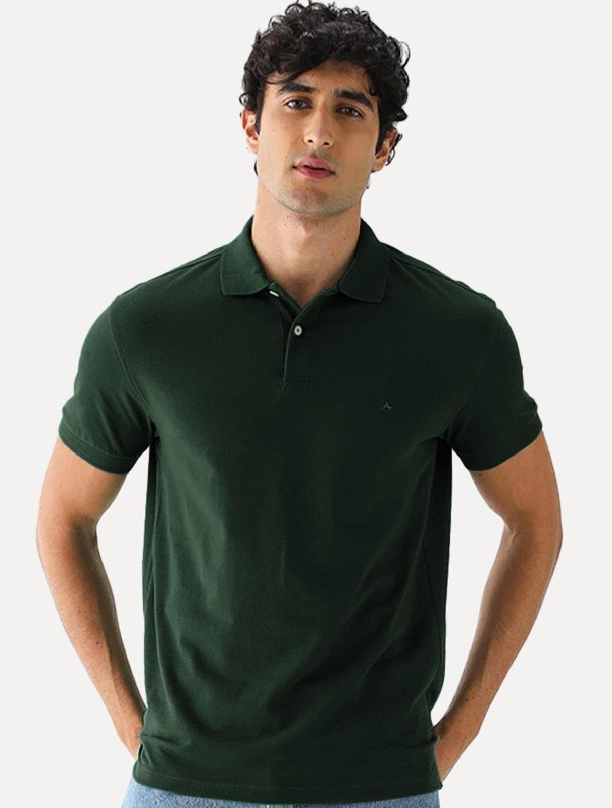 Polo Aramis Masculina Basic Piquet Mono Verde Escuro