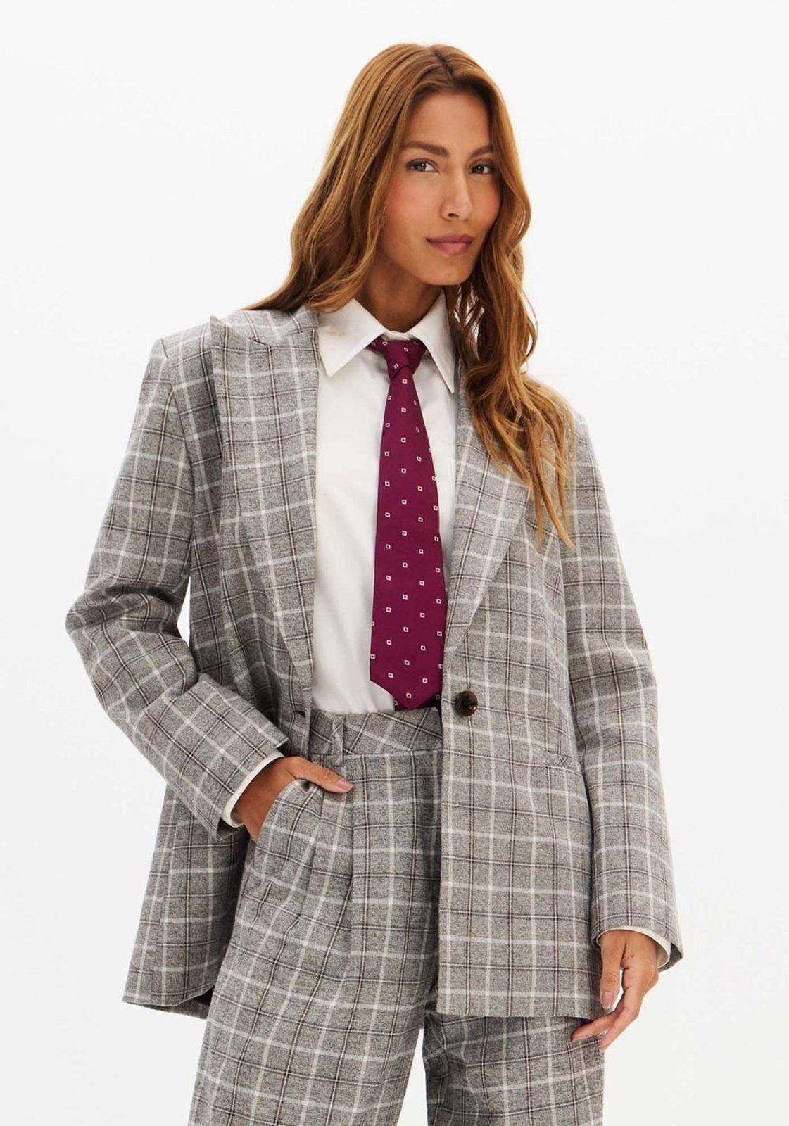 Blazer Regular Alongado Xadrez Lança Perfume