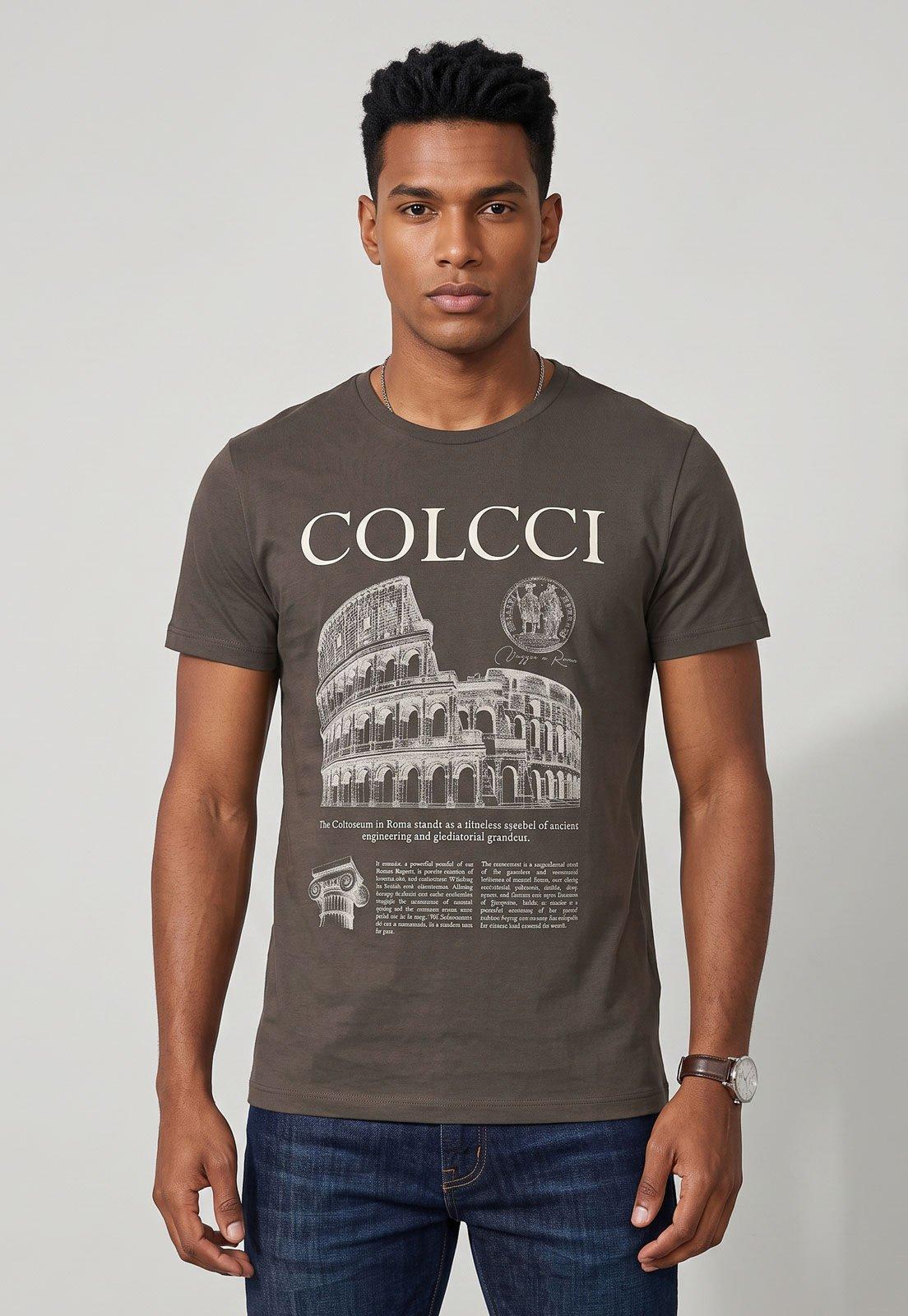 Camiseta Masculina Colcci Estampa Coliseu Verde