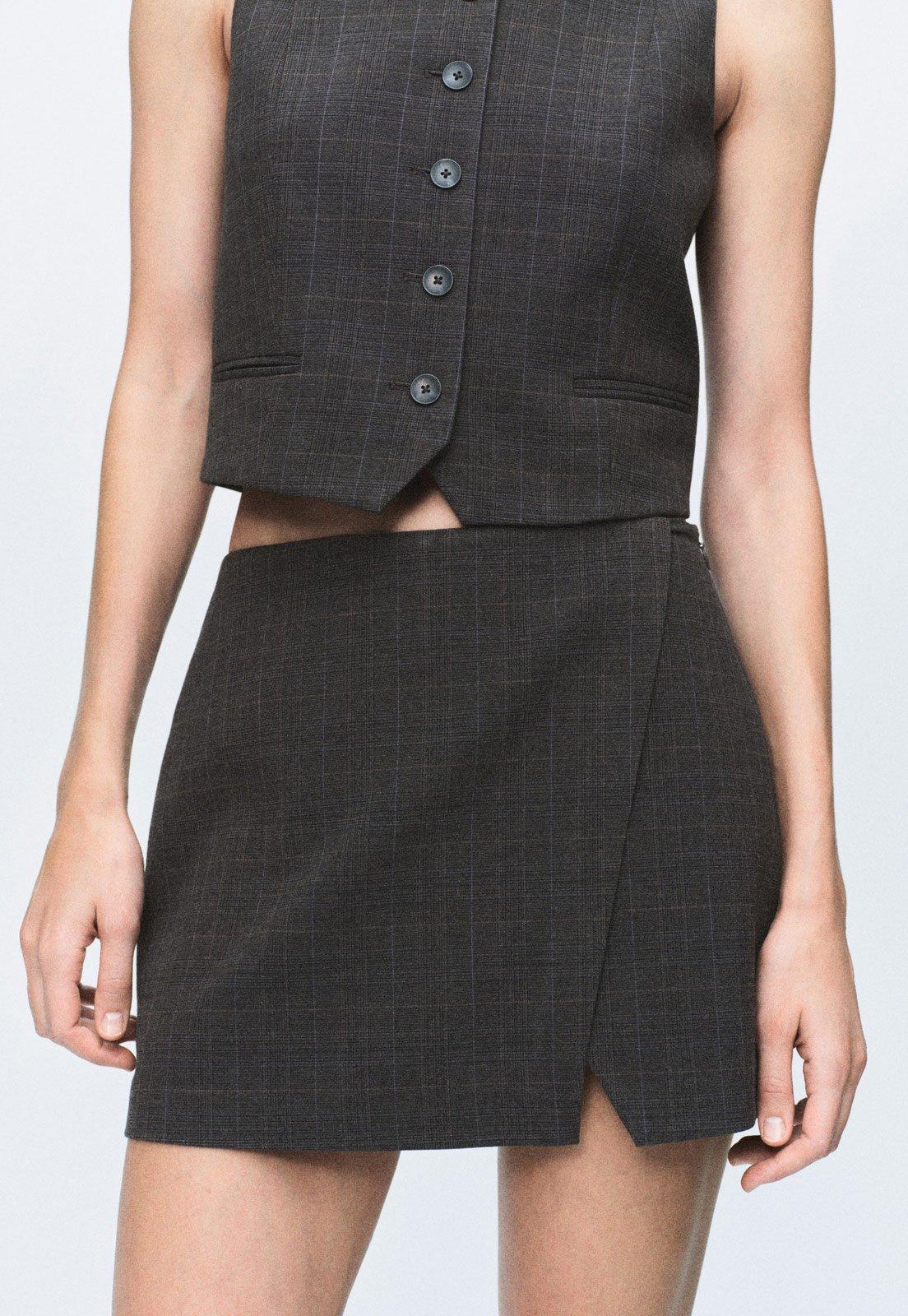 Saia Feminina Mango Stuard Cinza