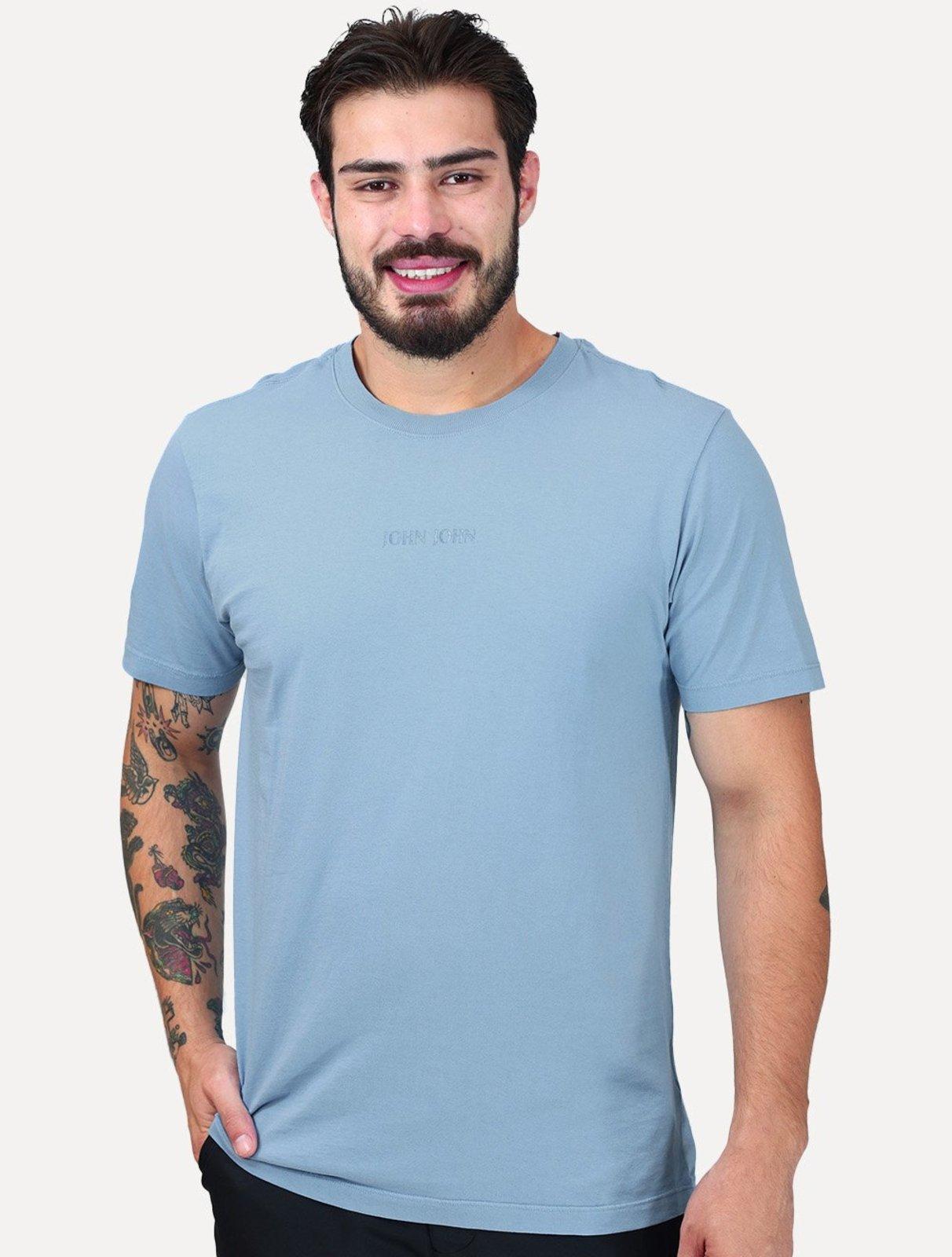 Camiseta John John Masculina Regular Clean Graphic Azul Claro