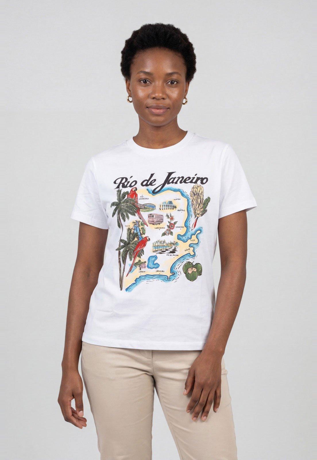 Camiseta Feminina FARM Estampa Rio de Janeiro Branca