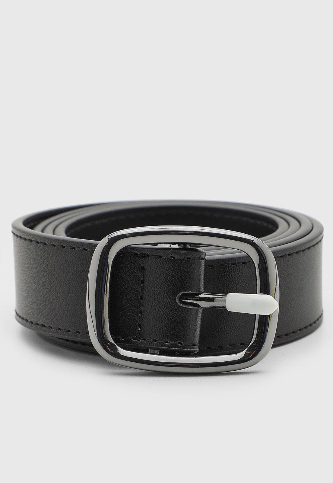 Cinto Feminino Santa Lolla Couro Fivela Metálica Preto