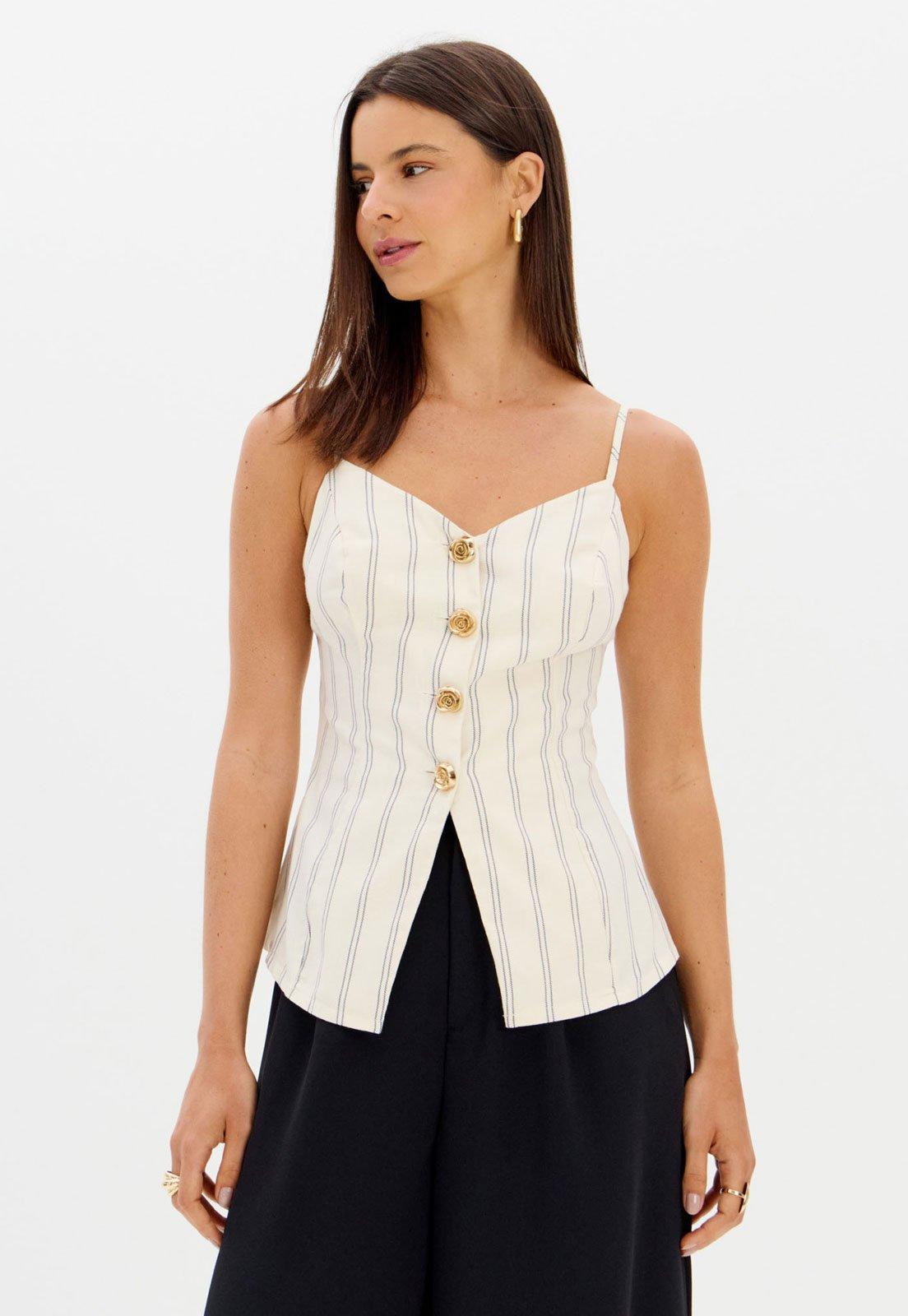 Blusa Feminina Lança Perfume Alças Finas Branca