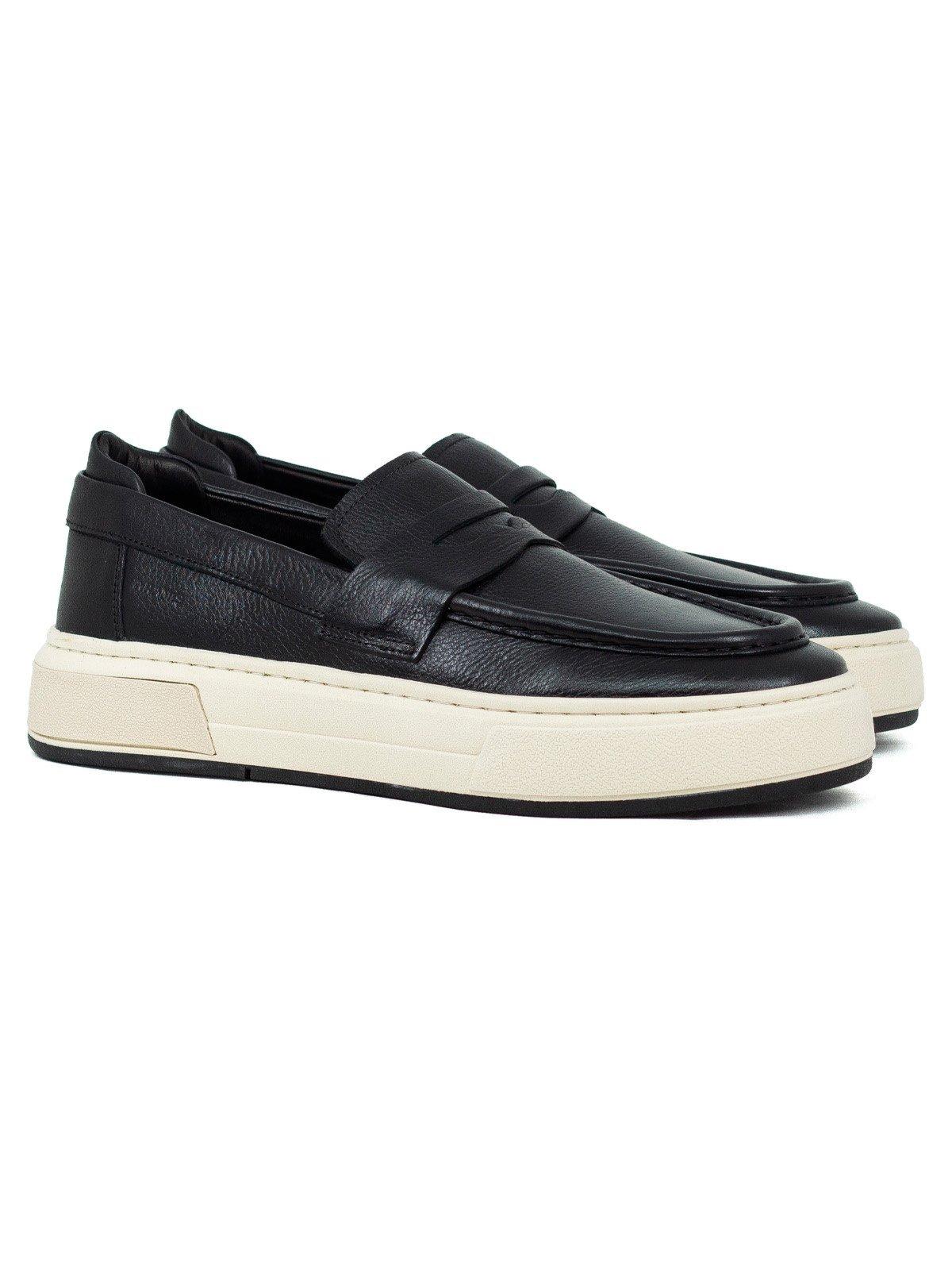 Sapato Masculino Aramis Neomocassin Duo Couro Legítimo Loafer Confortável Preto