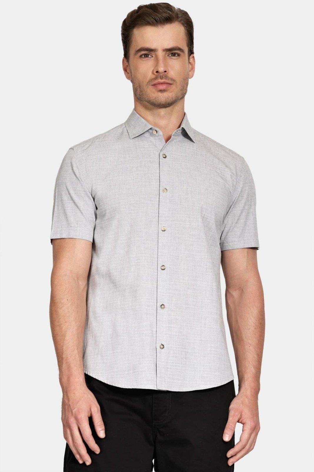 Camisa Aramis Manga Curta Slim Algodão Flame Soft Preto