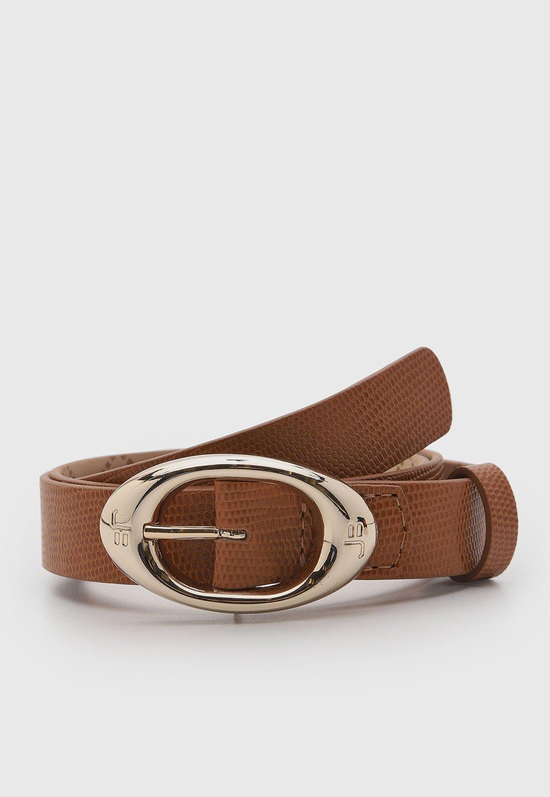 Cinto Feminino Jorge Bischoff Couro Fivela Metal Marrom