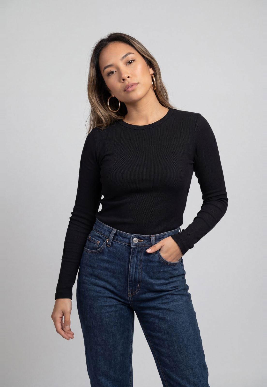 Blusa Feminina Lança Perfume Canelada Preta