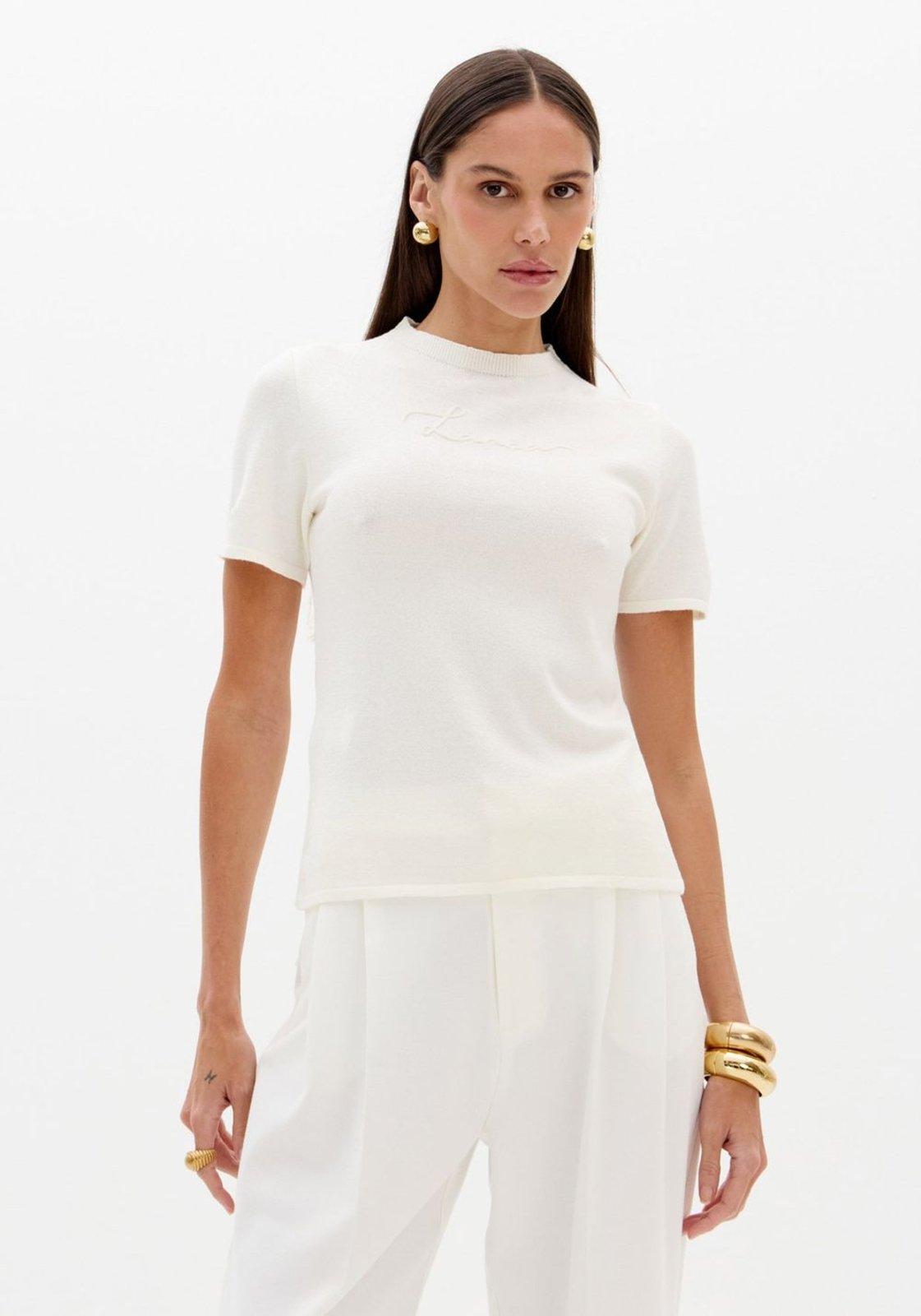 Blusa Tricô Com Manga Curta Lança Perfume
