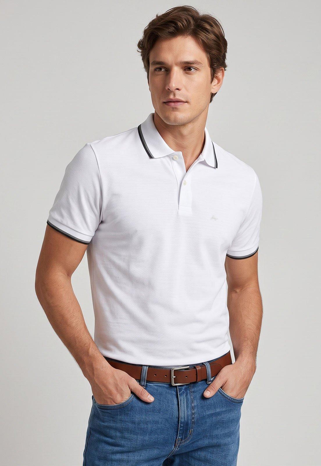 Polo Masculina Aramis Gola Friso Branca