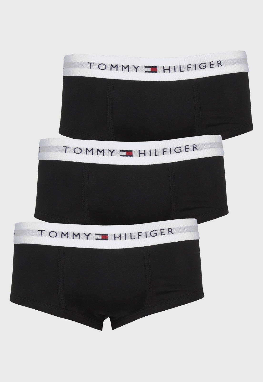 Kit 3pçs Cueca Tommy Hilfiger Slip Lettering Preto