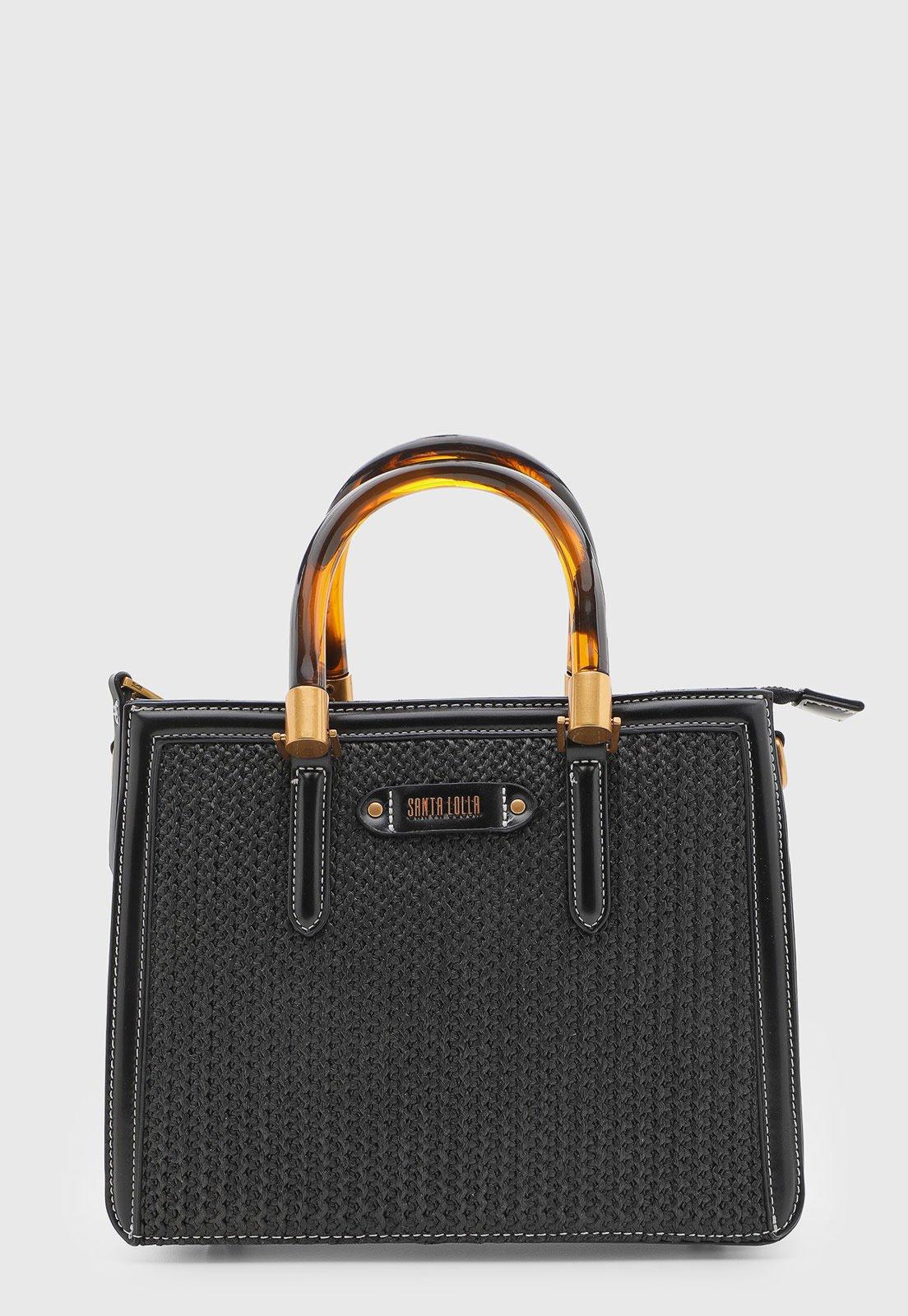 Bolsa Feminina Santa Lolla Estruturada Textura Preta