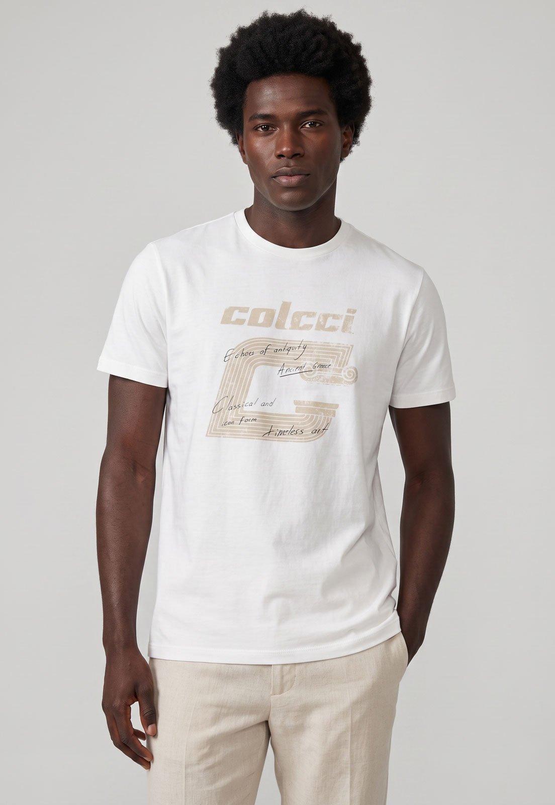 Camiseta Masculina Colcci Estampa Antiguidade Branca