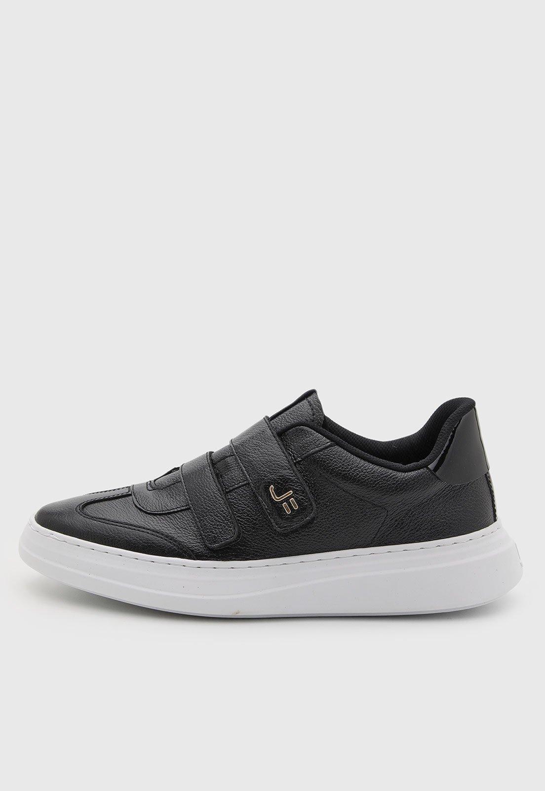 Tênis Feminino Jorge Bischoff Flatform Couro Tiras Preto