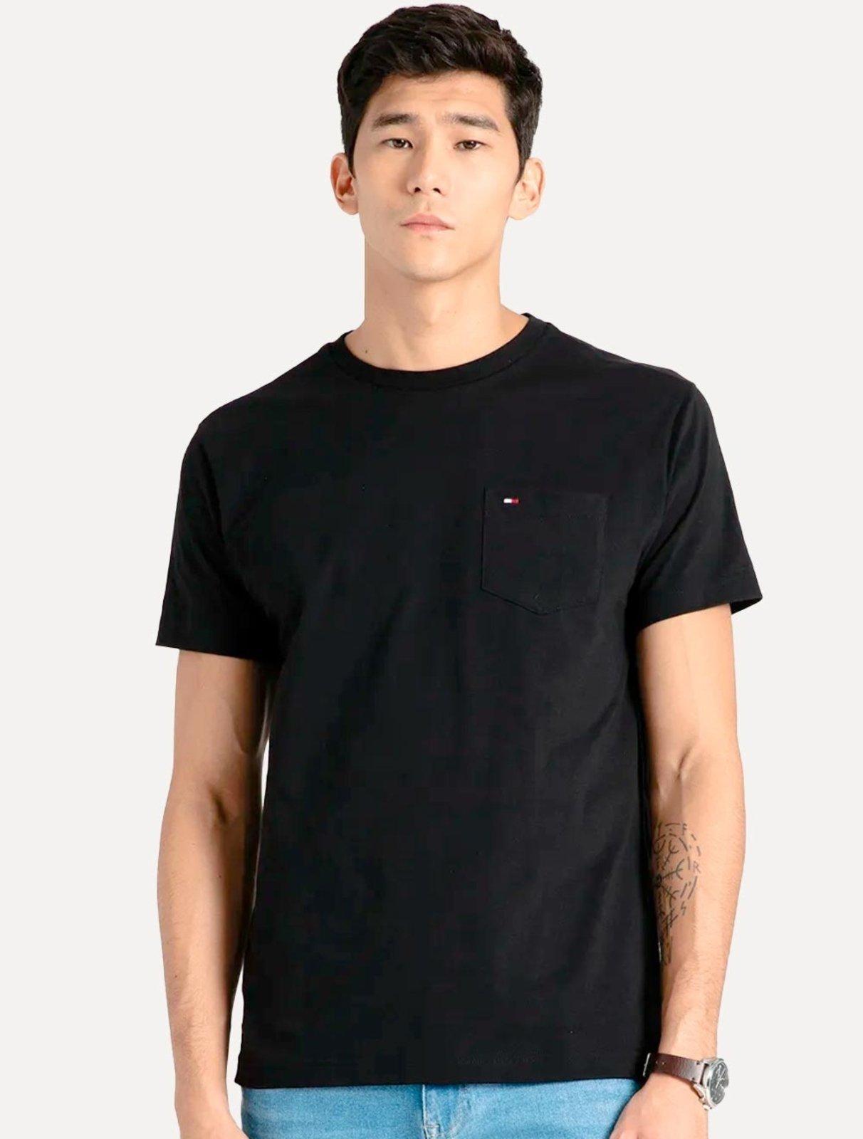 Camiseta Tommy Jeans Masculina Regular Pocket Preto