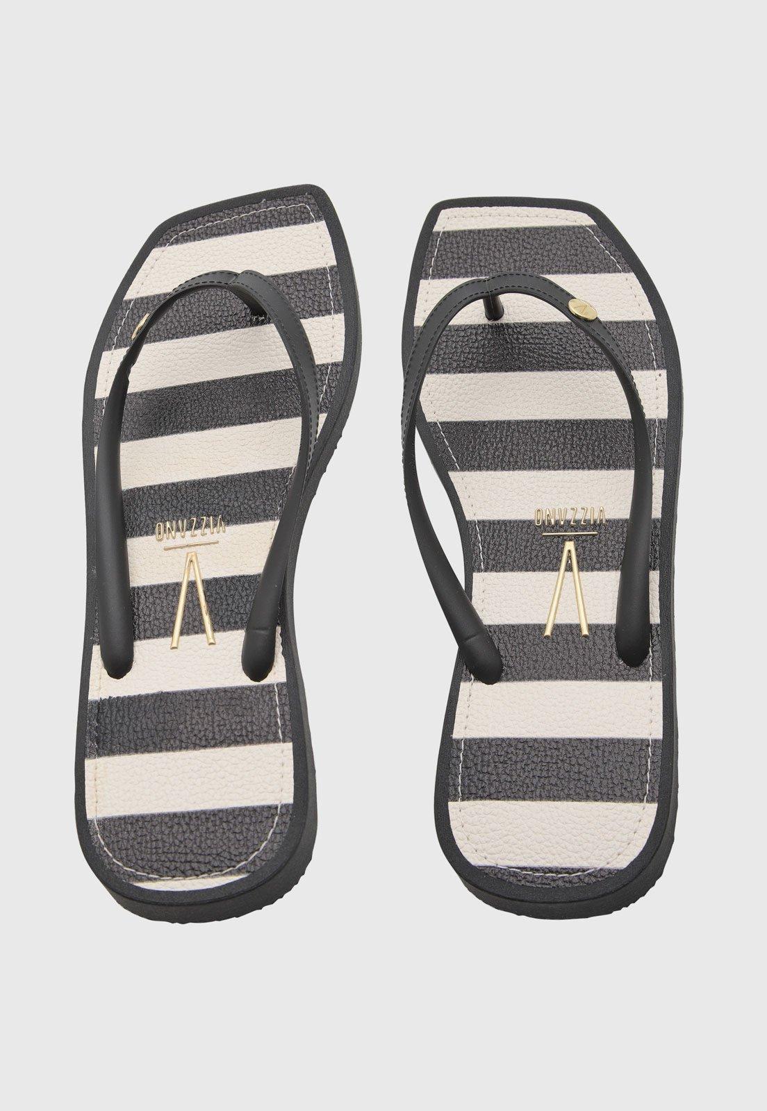 Chinelo Feminino Vizzano Listrado Preto