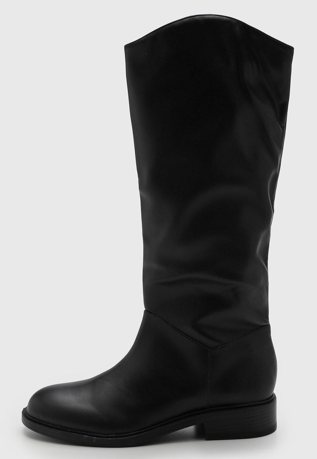 Bota Feminina Arezzo Cano Alto Preta