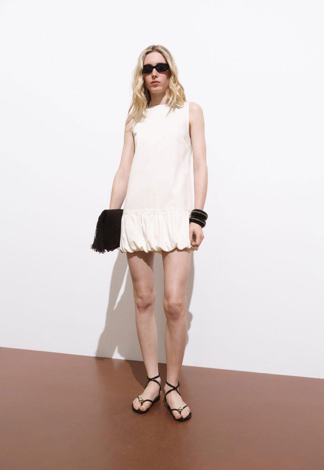 Vestido Mango Curto Bubble Off-White