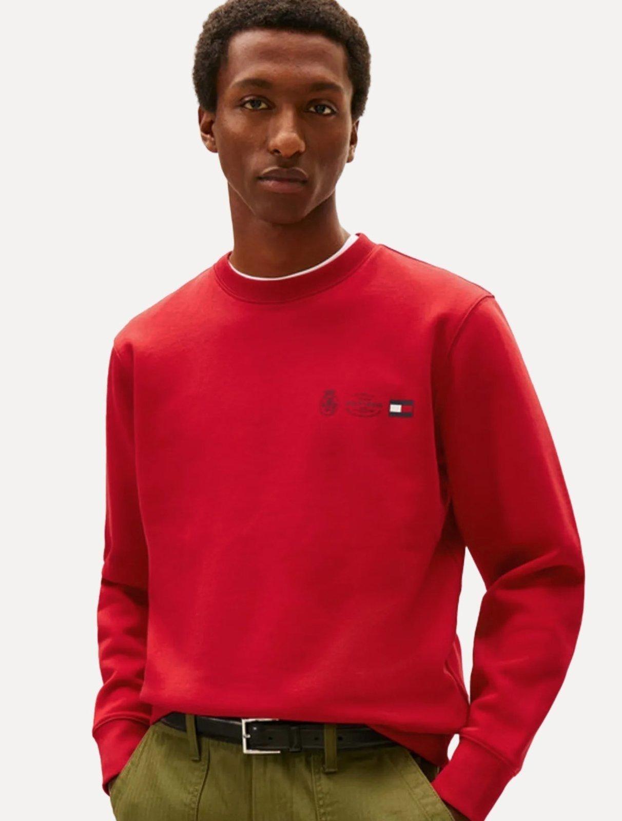 Moletom Tommy Hilfiger Masculino Treble Logos Vermelho