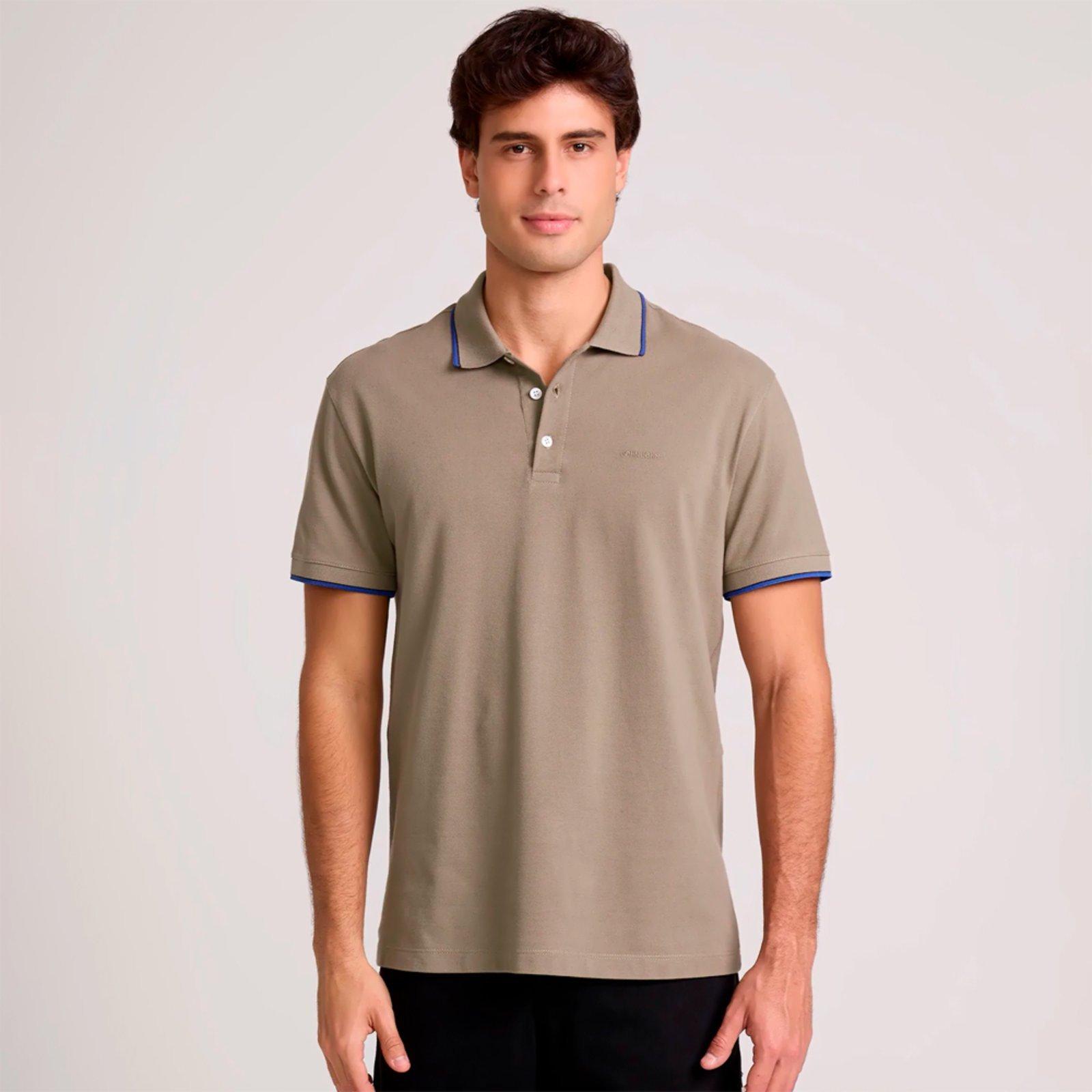 Camisa Polo John John Regular 2 Lines Ve26 Bege Masculino