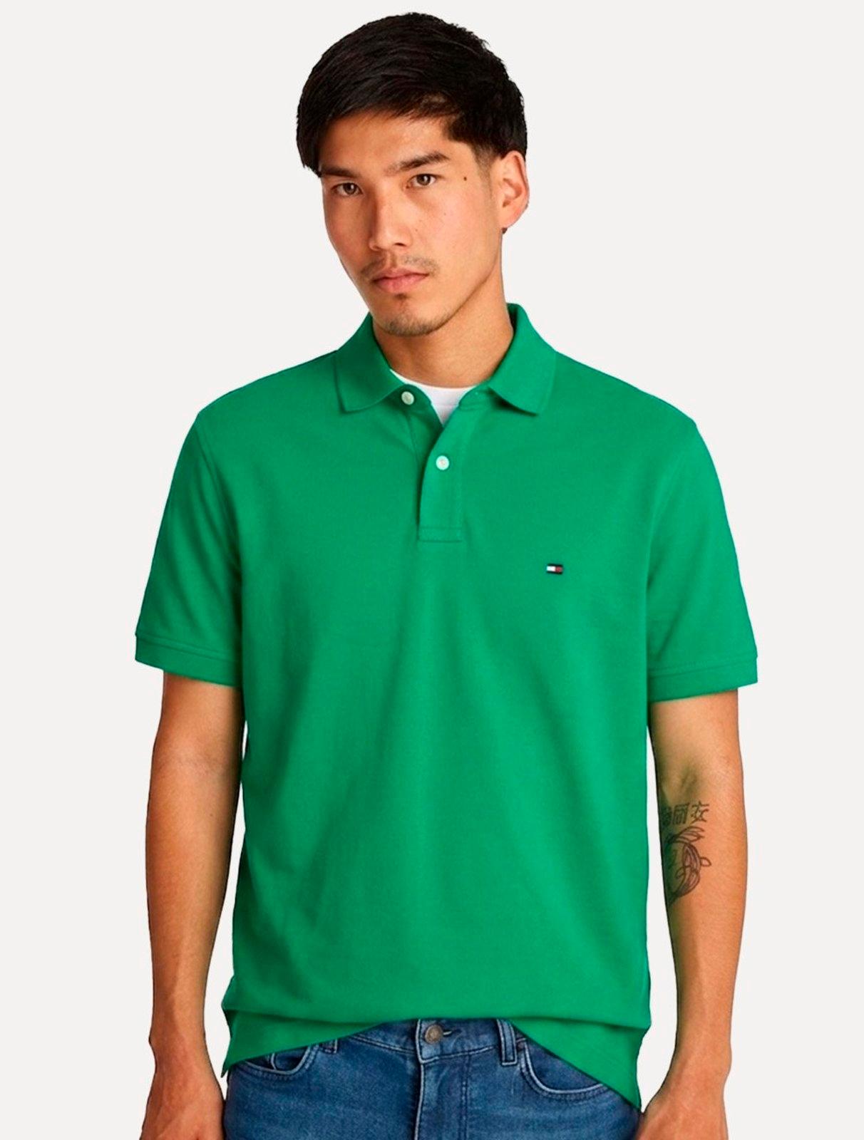 Polo Tommy Hilfiger Masculina Regular Piquet 1985 Verde