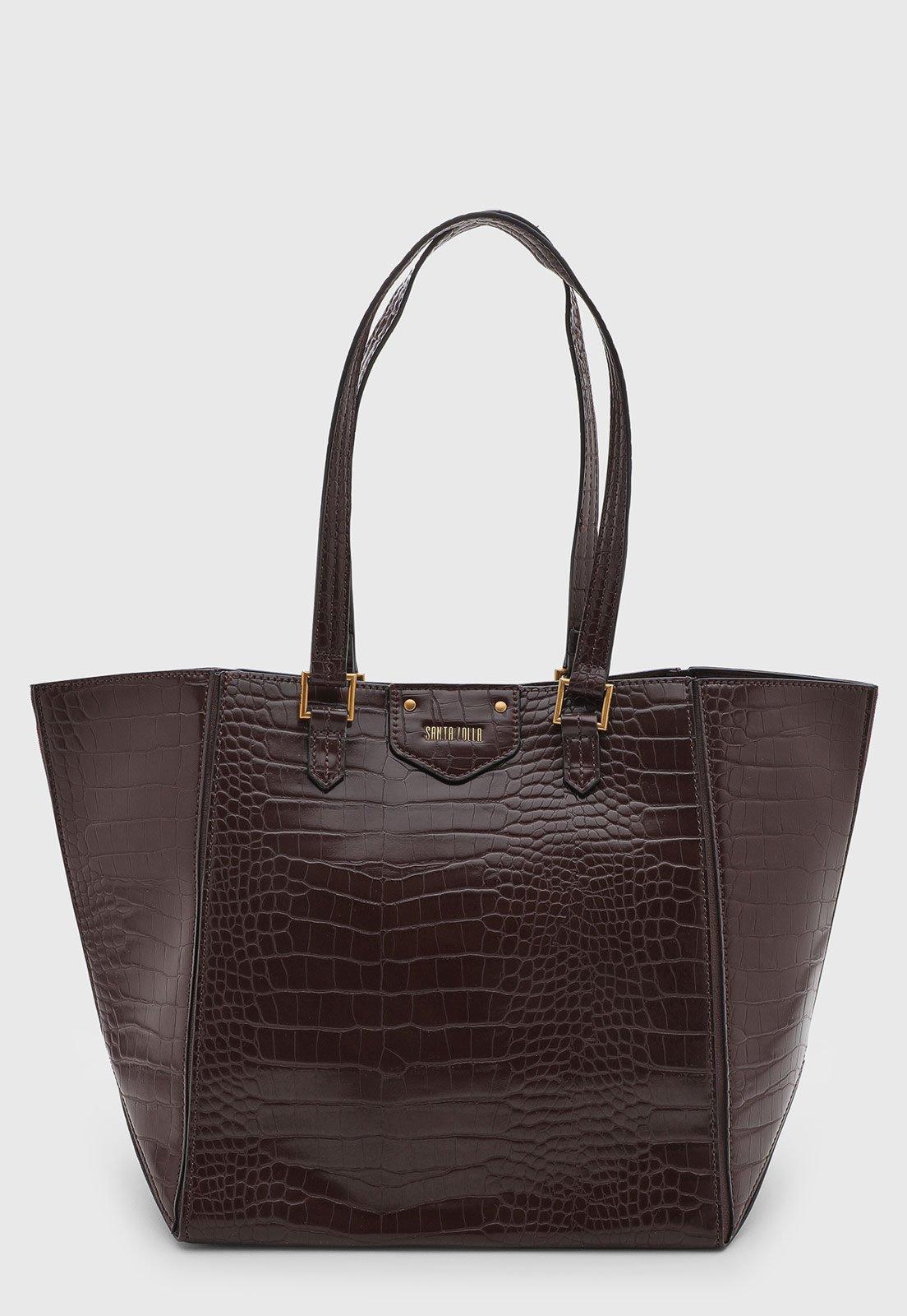Bolsa Feminina Santa Lolla Textura Croco Marrom