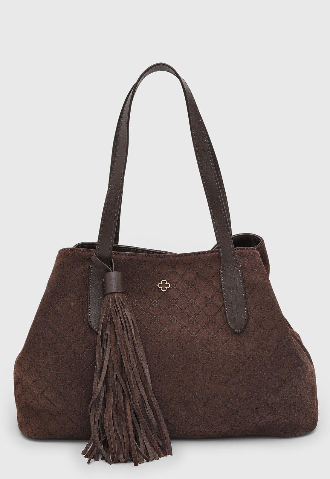 Bolsa Capodarte Estruturada com Franja Marrom