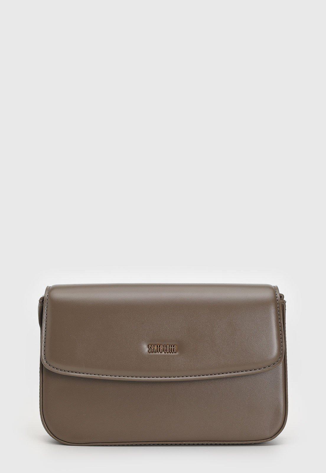 Bolsa Média Santa Lolla Logo Metálico Taupe