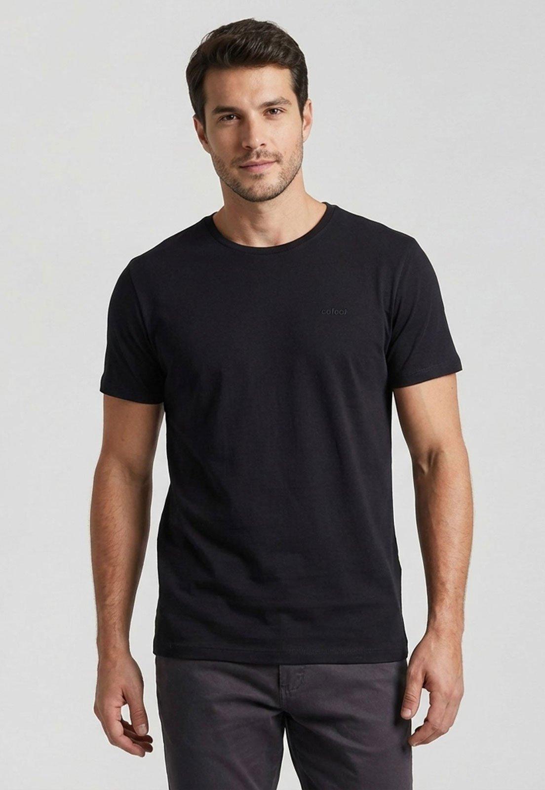 Camiseta Masculina Colcci Logo Minimalista Preta