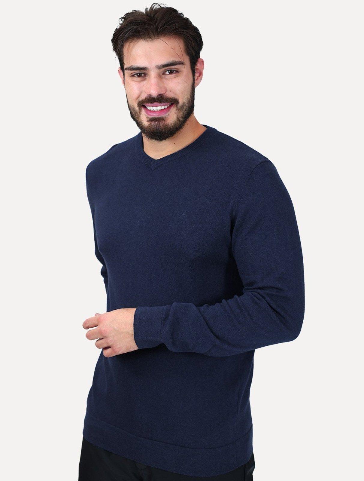 Blusa Aramis Masculina Tricot Gola V Azul Marinho