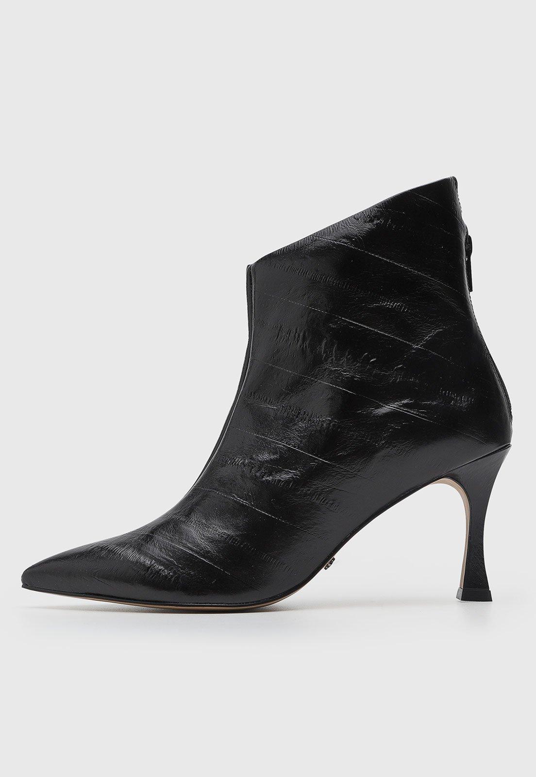 Bota Feminina Capodarte Couro Cano Baixo Preta