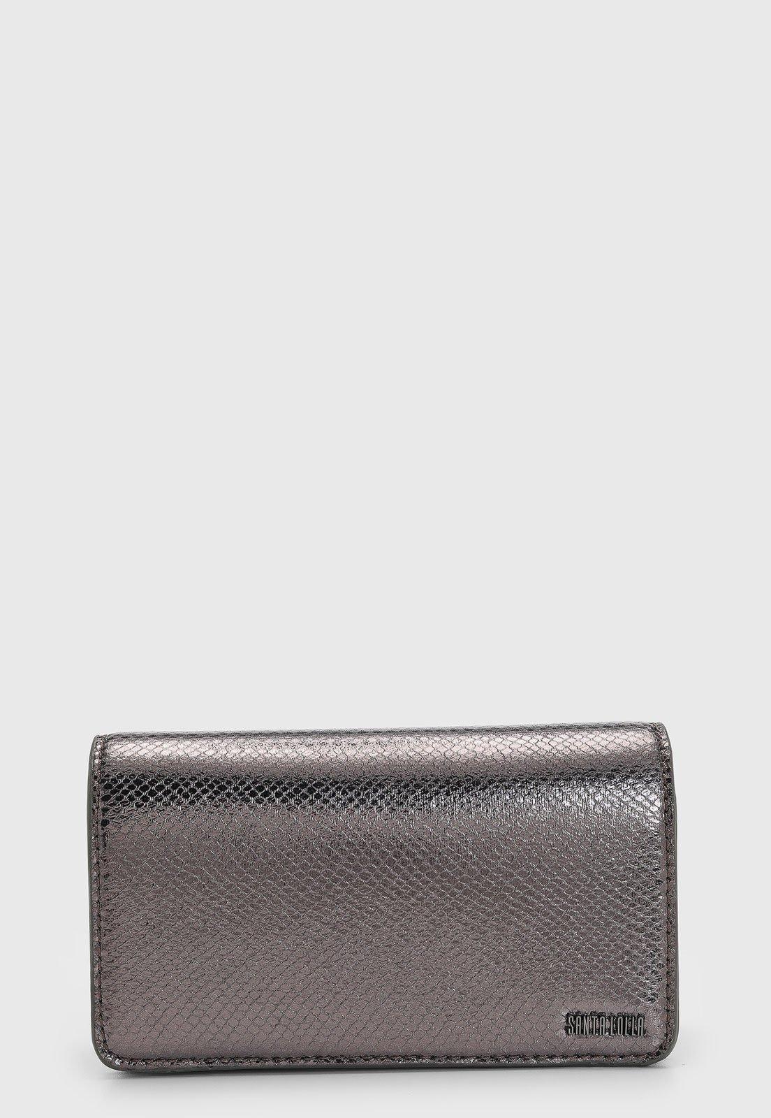 Bolsa Feminina Santa Lolla Média Textura Metalizada Grafite