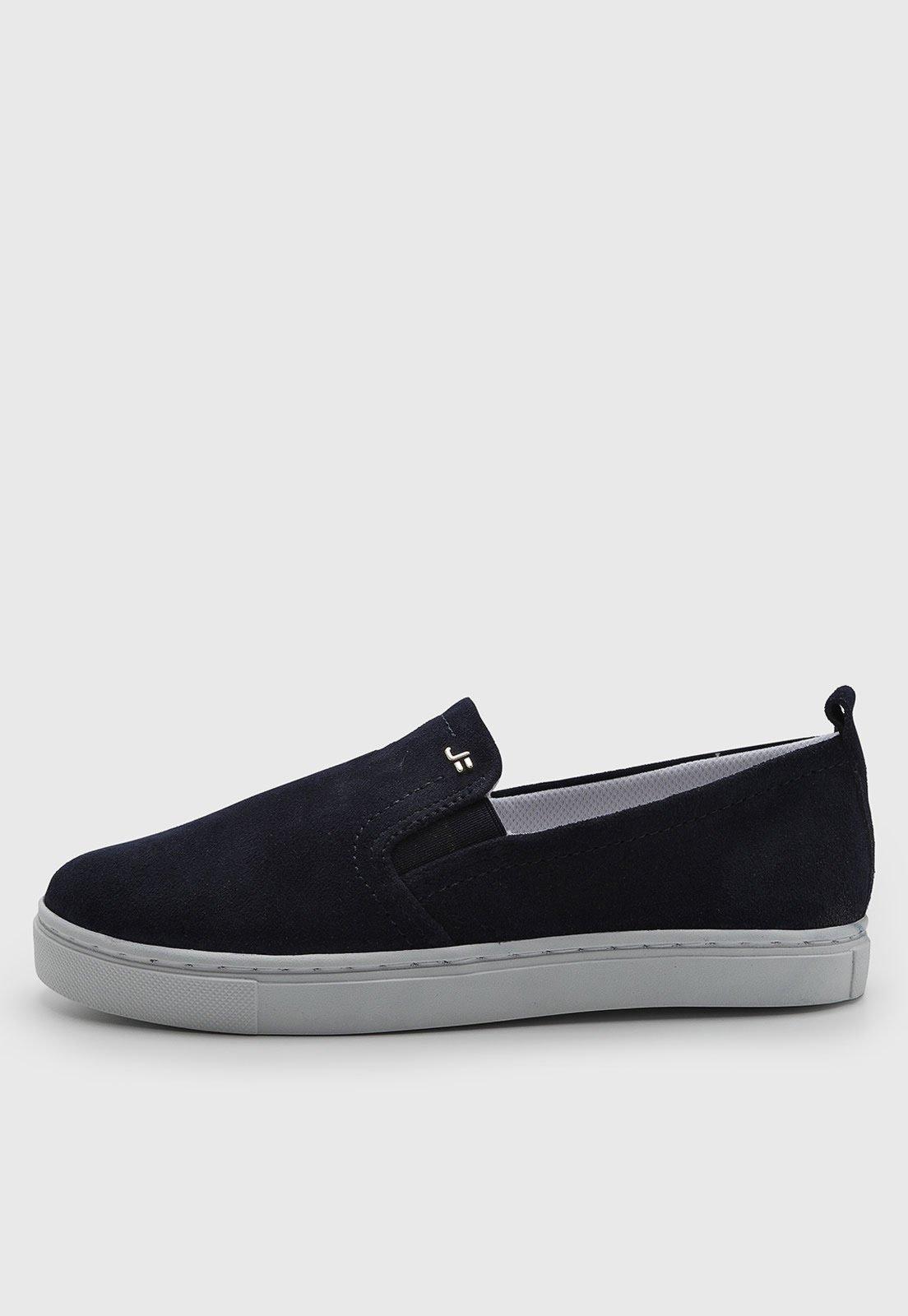 Tênis Feminino Jorge Bischoff Slip On Camurça Azul Marinho