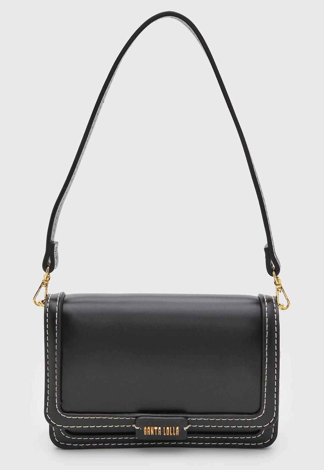 Bolsa Feminina Santa Lolla Costura Contraste Preta