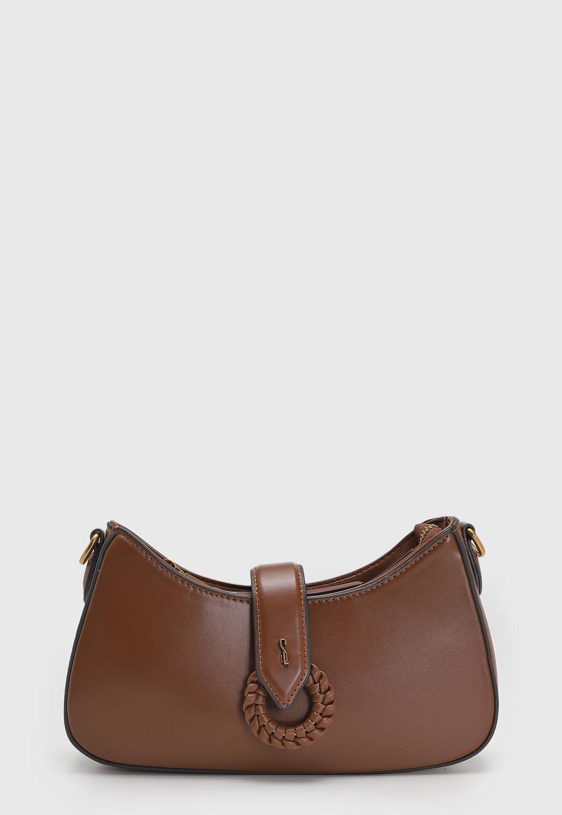 Bolsa Feminina Santa Lolla Detalhe Trançado Caramelo