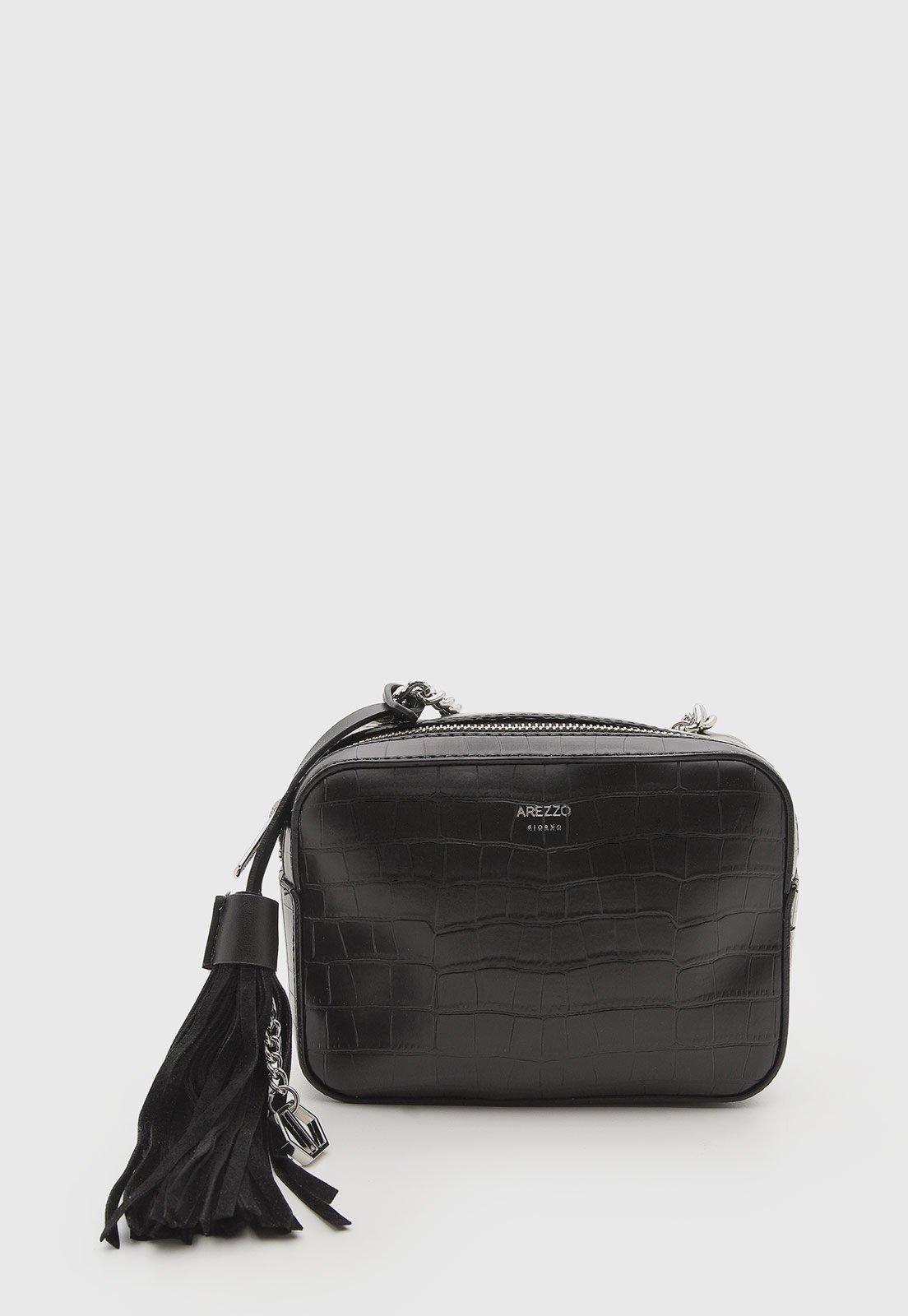 Bolsa Feminina Arezzo Croco Tassel Preta