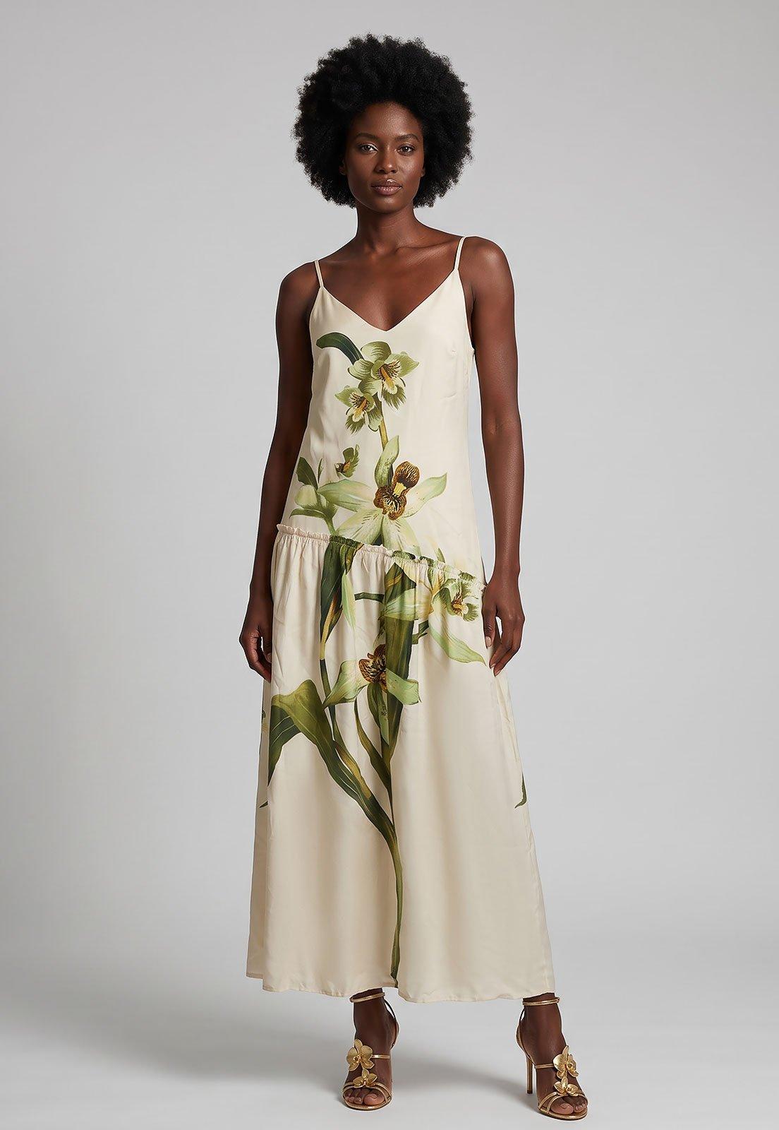 Vestido FARM Estampa Floral Off-White