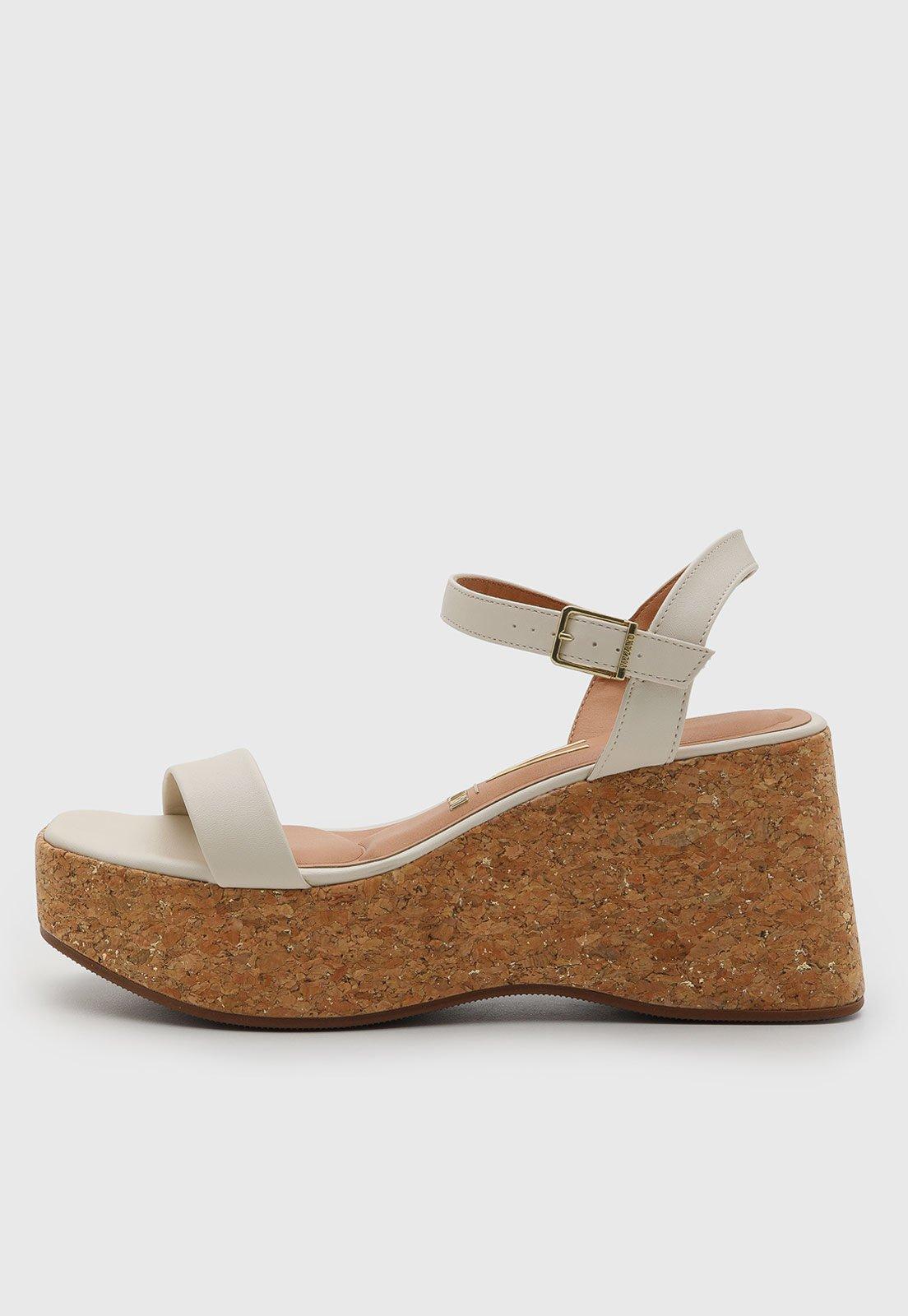 Sandália Feminina Vizzano Salto Anabela Off-White