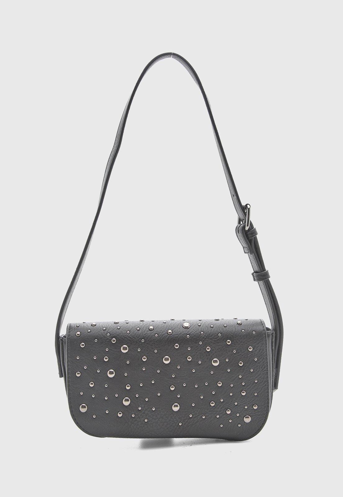 Bolsa Feminina Colcci Média Detalhes em Metal Preta
