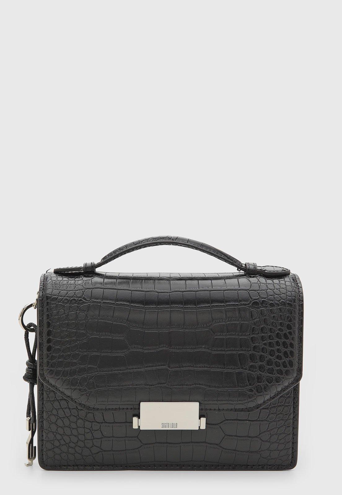 Bolsa Santa Lolla Estruturada Croco Preta